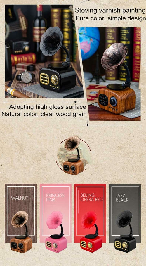 VintageTone - Retro Gramophone Style Wireless Mini Bluetooth Stereo Speaker
