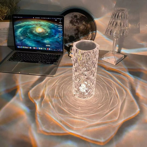 Crystal Rose Shadow Lamp - Romantic LED Atmosphere Light for Bedroom & Home Décor