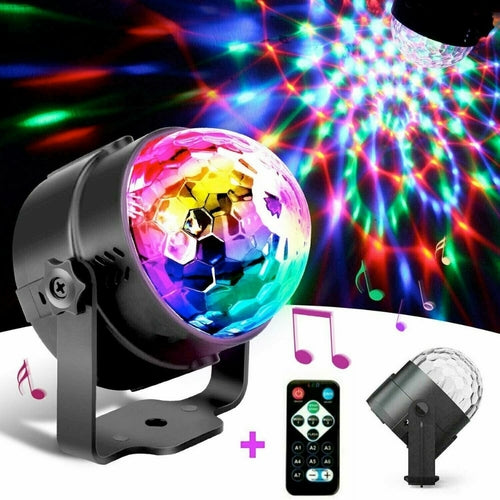 LumoBeat Sound-Activated LED Party Projector - Colorful Rotating Disco Light with Remote