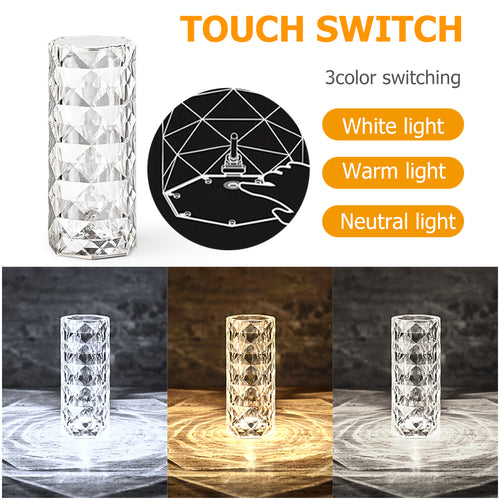 Crystal Rose Shadow Lamp - Romantic LED Atmosphere Light for Bedroom & Home Décor