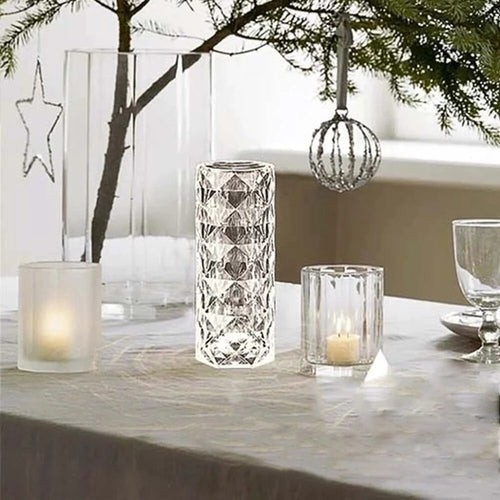 Crystal Rose Shadow Lamp - Romantic LED Atmosphere Light for Bedroom & Home Décor