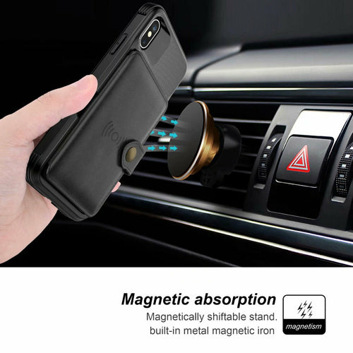 360 Protection Magnetic Leather Wallet Armor Case for iPhone - The Gadget Paradise