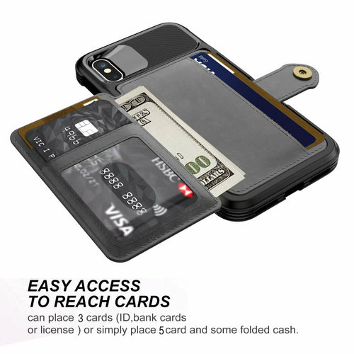 360 Protection Magnetic Leather Wallet Armor Case for iPhone - The Gadget Paradise