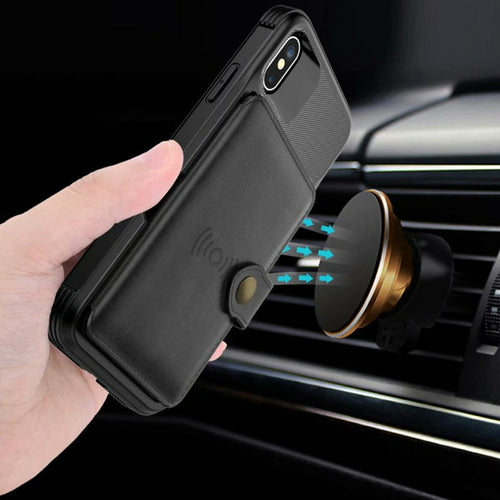 360 Protection Magnetic Leather Wallet Armor Case for iPhone - The Gadget Paradise
